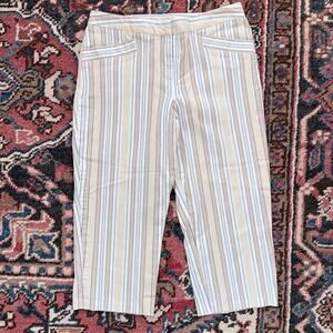 Ann Taylor LOFT 2P Neutral Stripe Stretch Cotton Beachy Clamdiggers